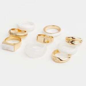 H&M 9-PACK RINGS
GOLD-COLORED/WHITE (Resin 60%, Metal 40%) Size M/L